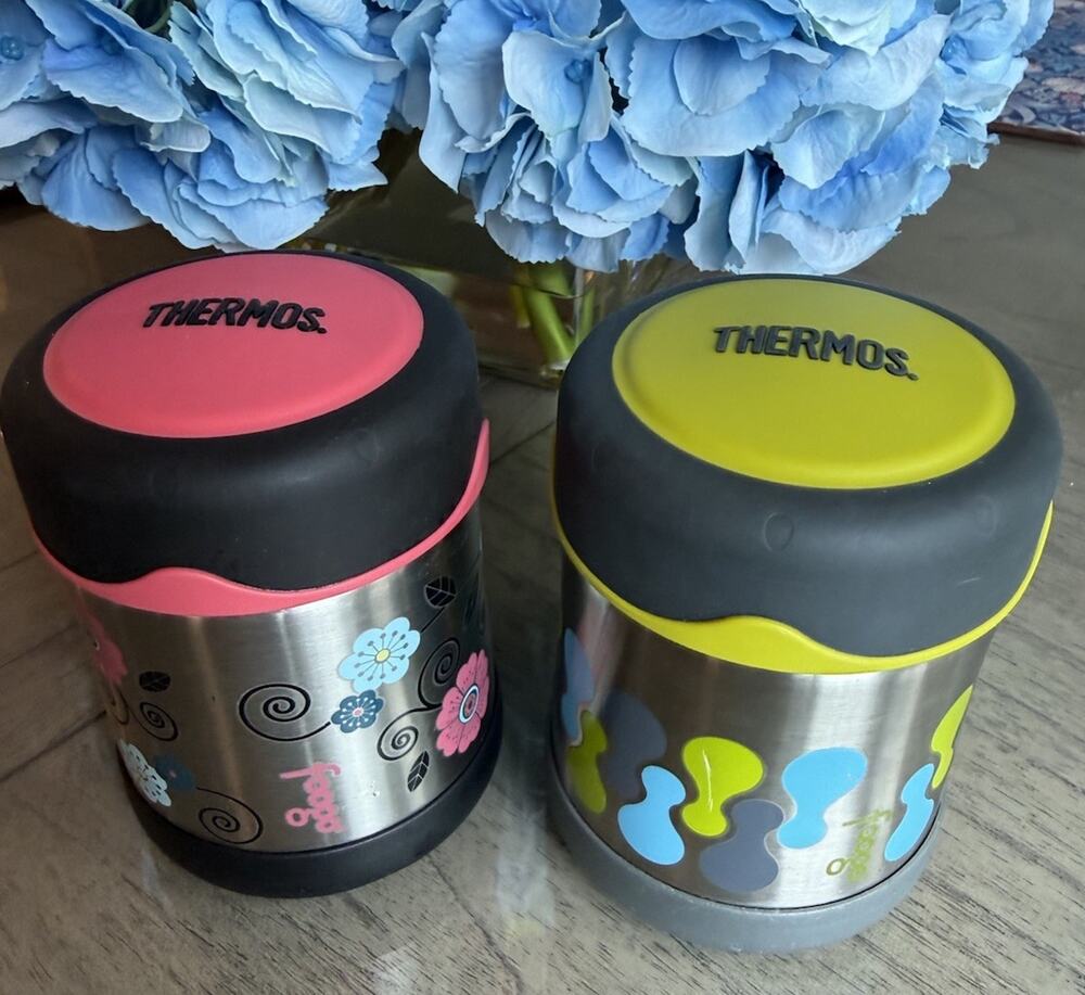 Thermos Foogo Vacuum Insulated Stainless Steel Food Jar 10oz Lot of 2 Pink Lime